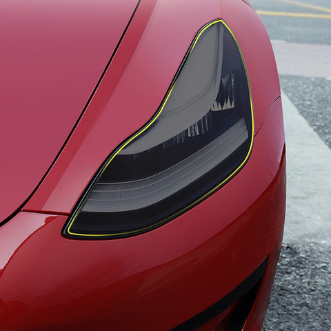 2Pcs PVC Sporty Race Style Front Headlight Tint Film For Tesla Model 3 2017-22