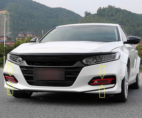 ABS Front Fog Light Lamp Cover Molding Trim fit for compatible with Honda Accord 10th Gen 2018 2019 2020,Glossy Red