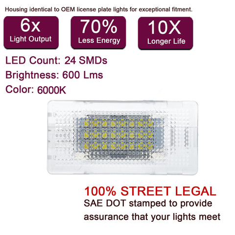 Canbus Error Free White Full LED Luggage Trunk Cargo Area Light Lamp Assembly Replacement For BMW 3 5 6 7 Series X1 X5 F10 F11 E90 E92 E53 Accessories,Super Bright 24-SMD