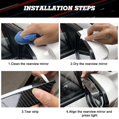 Carbon Fiber Look Side Mirror Eyebrow Cover Trim For Honda Accord 10th 2018-2020