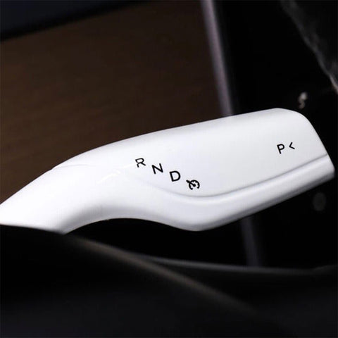 2Pcs White Steering Wheel Wiper Column Lever Rod Overlay Cover Trims For Tesla Model 3 2017-2023 & Model Y 2020-up