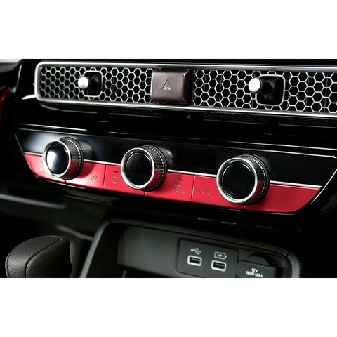 6pcs Red Inner Center Console AC Switch Cover Trim For Honda Civic 11th Gen 2022