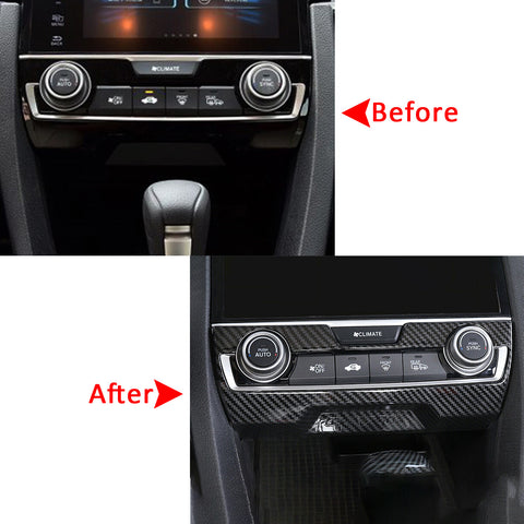 Carbon Fiber Style Center Console AC Switch Climate Control Panel Frame Molding Cover Trim for Honda Civic 2016 2017 2018 2019 2020