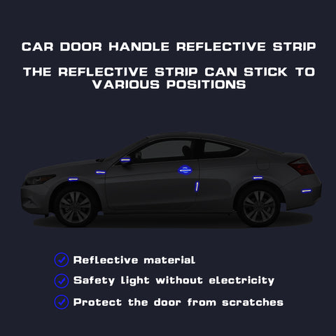 3D Blue Carbon Fiber Style Door Handle Guard Film Strip Stickers Decor Universal