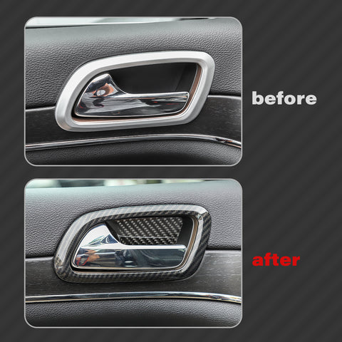 Carbon Fiber Style Door Handle Bowl Moulding Decor Trim For Jeep Grand Cherokee