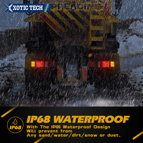 2Pcs 12V Rectangular Rear Tail Light Bar Waterproof Turn Signal Indicatior Stop Brake Reverse Running Taillight Universal For Vehicle Truck Trailer Boat Van RV (75LED, Red/White/Amber )