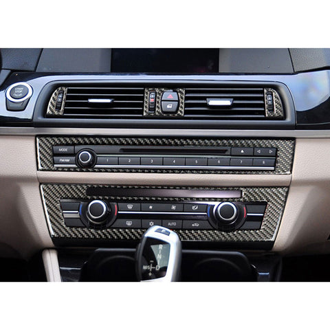 3Pcs Inner Real Carbon Fiber Center Dashboard Air Control Vent Outlet Cover Trim For BMW 5 Series F10 F11 F18 2011-17