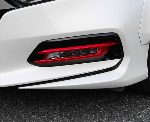 ABS Front Fog Light Lamp Cover Molding Trim fit for compatible with Honda Accord 10th Gen 2018 2019 2020,Glossy Red