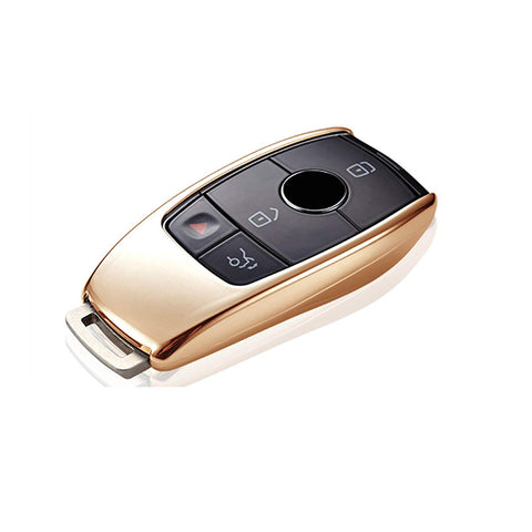 Blue \ Black \ Gold \ Red \ Silver \ Rose Gold Chrome Finish TPU Key Fob Protective Cover Case For Mercedes-Benz 2017 2018 E-Class Sedan E300 E400 E43 AMG etc