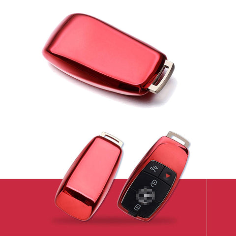Blue \ Black \ Gold \ Red \ Silver \ Rose Gold Chrome Finish TPU Key Fob Protective Cover Case For Mercedes-Benz 2017 2018 E-Class Sedan E300 E400 E43 AMG etc