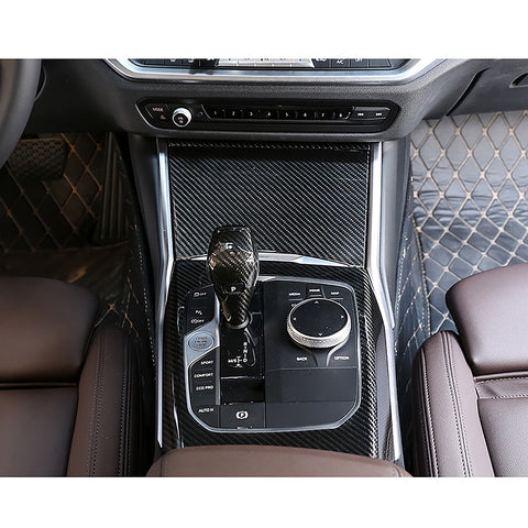 Carbon Fiber Pattern Gear Shift Knob Cover Trim For BMW 3 Series G20 2019-2024