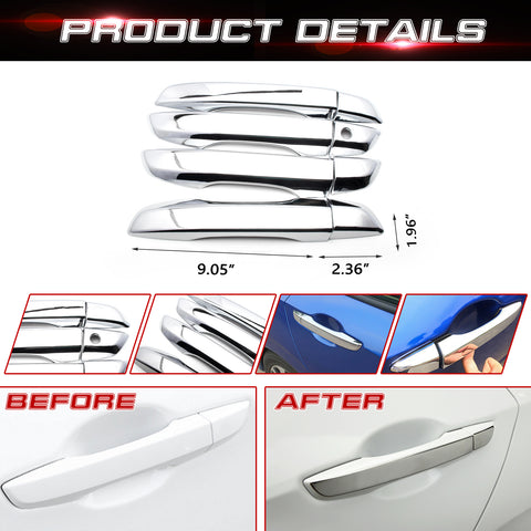 W/O Keyless Holes Chrome Door Handle Cover Trim For Honda Civic 10th 2016-2021