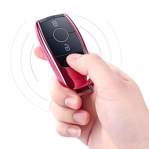 Blue \ Black \ Gold \ Red \ Silver \ Rose Gold Chrome Finish TPU Key Fob Protective Cover Case For Mercedes-Benz 2017 2018 E-Class Sedan E300 E400 E43 AMG etc