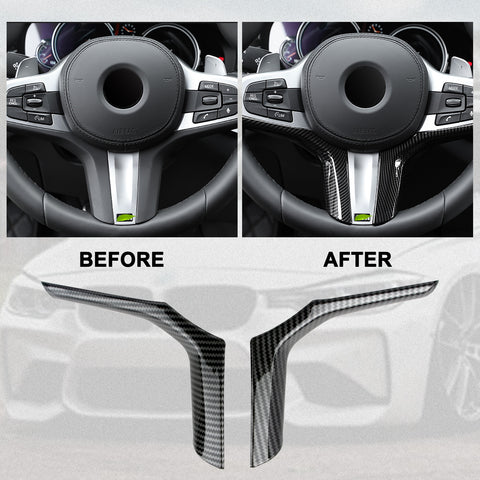 2pcs Carbon Fiber Steering Wheel Lip Strip Molding ABS Trim For BMW 3 Series G20 320i