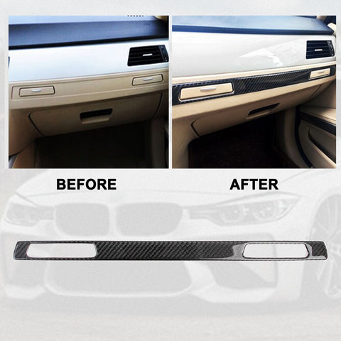 Real Carbon Fiber Copilot Cup Holder Strip Trim For BMW 3 Series E90 E92 E91 E93 2005-12