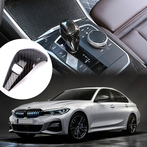 Carbon Fiber Pattern Gear Shift Knob Cover Trim For BMW 3 Series G20 2019-2024