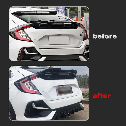 For 2017-2021 Honda Civiv Hatchback Glossy Black V-Style Duckbill Trunk Spoiler