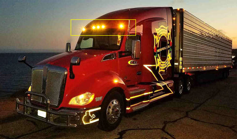 Clear Lens Chrome Amber LED Roof Clearance Marker Lights Assemblies 5pcs 888-5128 For Kenworth T680 T770 T880 Peterbilt 569