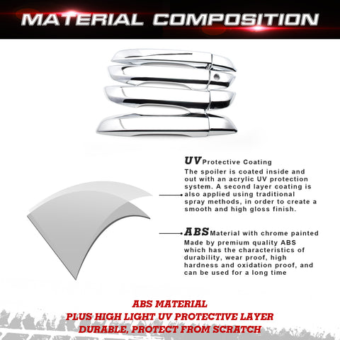 W/O Keyless Holes Chrome Door Handle Cover Trim For Honda Civic 10th 2016-2021