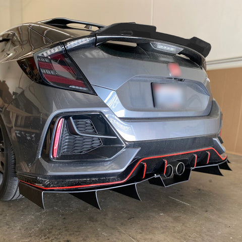 For 2017-2021 Honda Civiv Hatchback Glossy Black V-Style Duckbill Trunk Spoiler