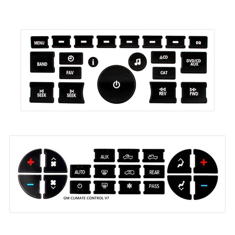 Radio Dash Button,AC Dash Button Sticker Repair Kit Vinyl Overlay Decal Compatible With Chevy Silverado Suburban Tahoe Traverse or Buick Enclave or GMC Sierra Yukon Acadia GM Vehicles