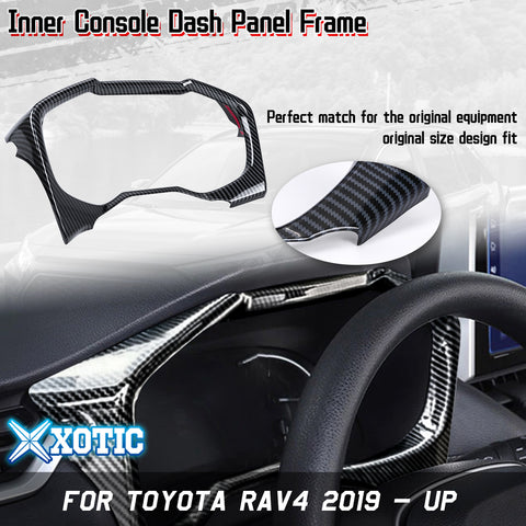 Auto Center Dashboard Instrument Frame Cover Trim For Toyota RAV4 2019-2024 , Carbon Fiber Pattern