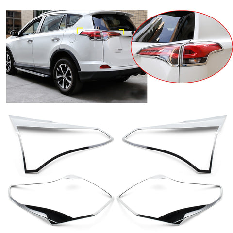 4pcs Styling ABS Chrome Rear Tail Light Molding Cover Trim for Toyota RAV4 2016-2018