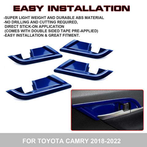 For Toyota Camry 2018-up Sport Blue Door Handle Bowl Cover Trims Dercoration 2X