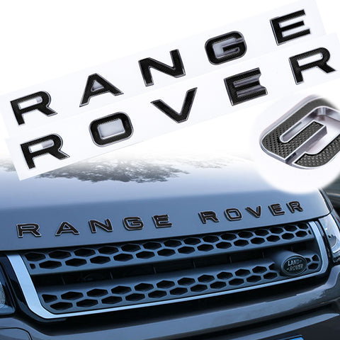 For Land Rover Front Hood 3D Emblem - Black/ Red RANGE ROVER Letter ABS Badge Decal for Rear Trunk Tailgate Decoration