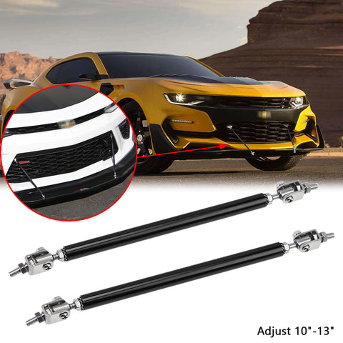 Adjustable 6"-9" / 8"-11" / 10"-13" Front Bumper Lip Splitter Diffuser Strut Rod Tie Bars Fit Most Vehicles, Black / Red / Blue / Silver