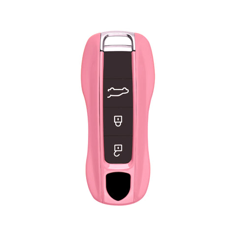 Pink Remote Control Key Fob Cover Hard Shell w/Keychain For Porsche Cayenne Panamera 2018+