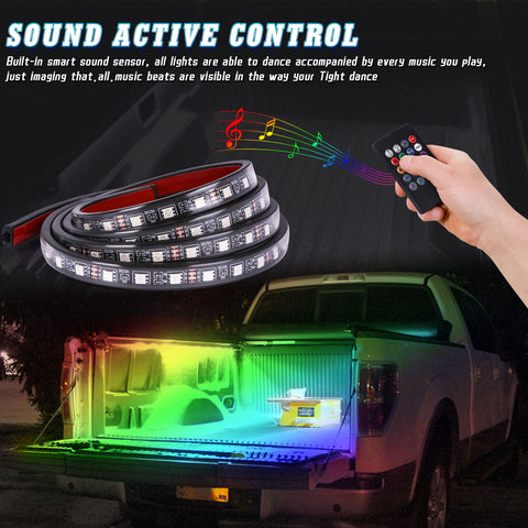 2pcs RGB Multi Color Truck Cargo Bed Running Board Step LED Strip Light Kit w/RF remote control Universal Fit Truck Pickup, ( Length 60'')