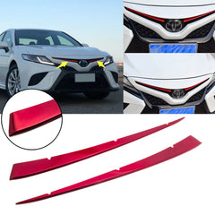 2pcs Red Stainless Steel Front Center Grill Grille Cover Guard Trim for Toyota Camry SE XSE 2018-2024