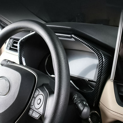 Set Carbon Fiber Style Interior Dashboard Instrument Side Air Vent Steering Wheel Gear Shift Door Armrest Handle Bowl Accessories Cover Trim Combo Kit, Compatible with Toyota Rav4 2019-2024