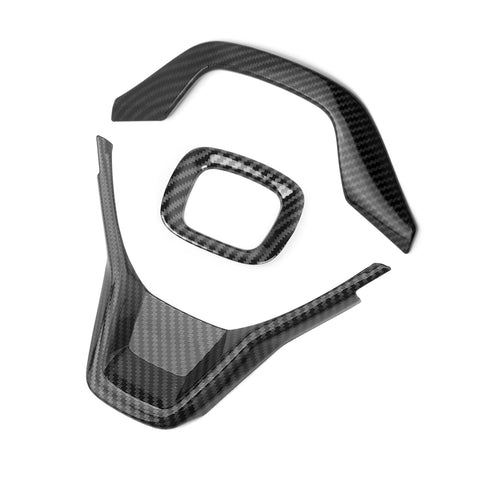 Car Interior Steering Wheel Upper & Lower & Center Logo Frame Decoration Cover Trim, Carbon Fiber Pattern, Compatible with Honda Accord 10th Gen Sedan 2018-2022 (3pcs)
