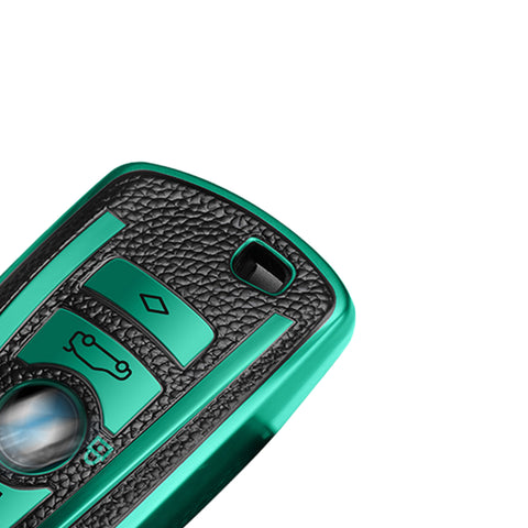Green Leather TPU Key Fob Case Cover Shell Holder For BMW F12 F20 F21 F30 F31