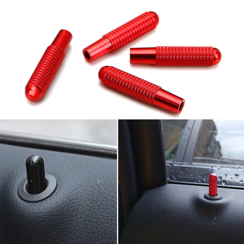 4pcs Aluminum Bolt-On Replace Door Lock Knob for Mercedes C E GLC GLE Class (W205 W213 X205 W166) Blue/ Red