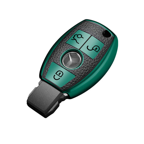 Full Protection Green Smart Key Fob Cover Case Shell w/Keychain For Mercedes Benz 3 Button