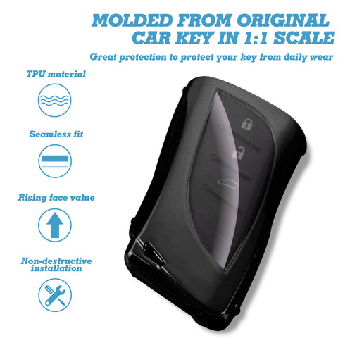 Black TPU Full Protect Remote Control Key Fob Cover For Lexus ES350 2018-2022