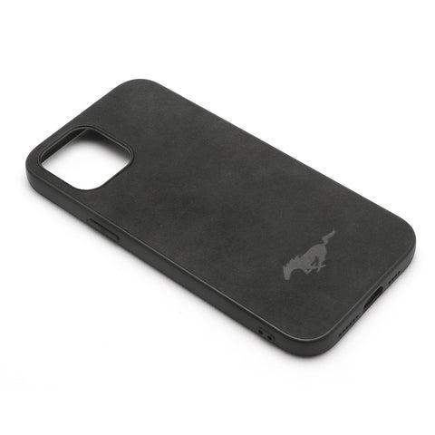 Matte Alcantara Leather Mustang Logo for iPhone 12 Pro Max Luxury Business Cover Ultra Slim Protective (Black)