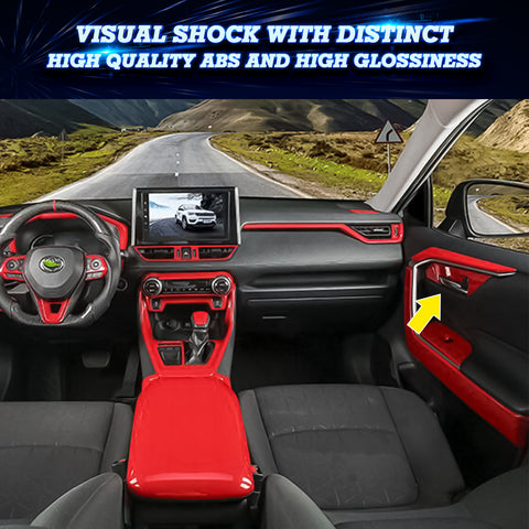 Inner Door Handle Bowl Side Panel Control Panel Cover Trim, Sporty Red, Compatible with Toyota RAV4 2019-2024