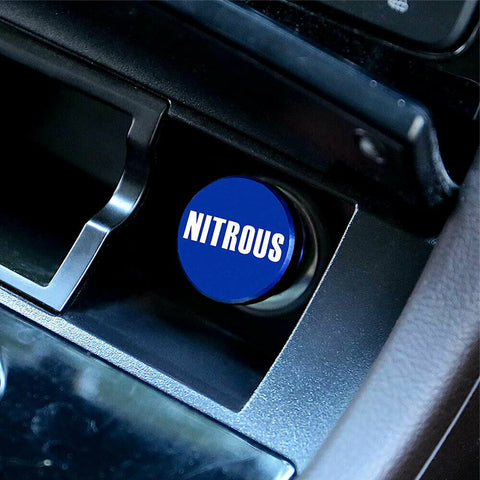 NITROUS Cigarette Lighter Push Button Plug Replacement Cover, Aluminum Blue, Fit Cars Trucks SUVs with 12V Power Source