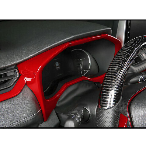 Set Sporty Red Dashboard Side Air Vent Gear Shift Lever Water Cup Holder Steering Wheel Panel Accessories Cover Trim Combo Kit, Compatible with Toyota Rav4 2019-2024
