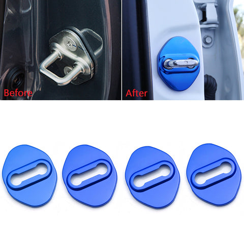 4pcs Blue/Black/Red/Silver Door Lock Cover Stainless Steel Car Door Lock Latches Cover Protector for Toyota Camry 2006-up
