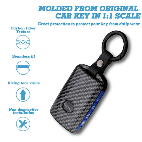 Carbon Fiber Texture Full Protect Remote Key Fob Cover For Mazda CX-9 2020-23