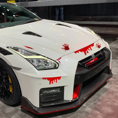 Red Bleeding Blood & Blood Dripping Hand Pre-Cut Horror Stickers Universal Fit