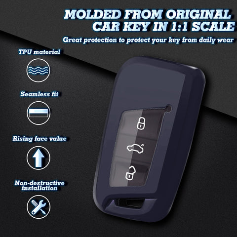 Purple Black Soft TPU Full Protect Remote Key Fob Cover For VW Passat Jetta 3/4 Button
