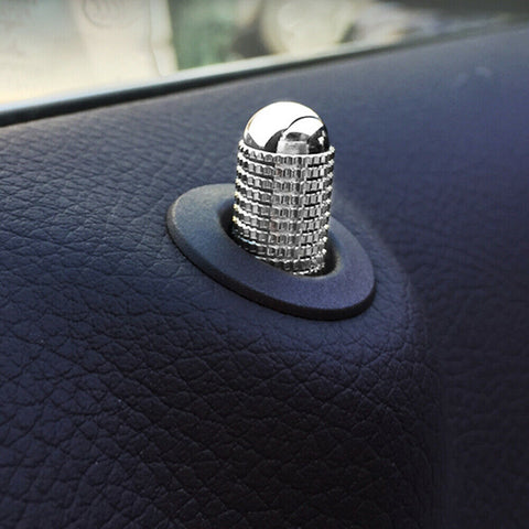 Bolt On Door Lock Knobs Pin Cover Trim Compatible with Mercedes Benz C E GLC GLE Class W205 W213 X205 W166 (Silver Aluminum) - 4PCS