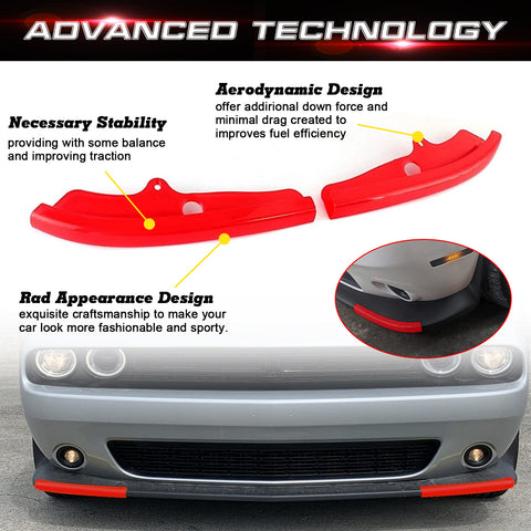 2X Red Bumper Corner Spoiler Cover Trim For Dodge Challenger RT SRT GT 2015-2021
