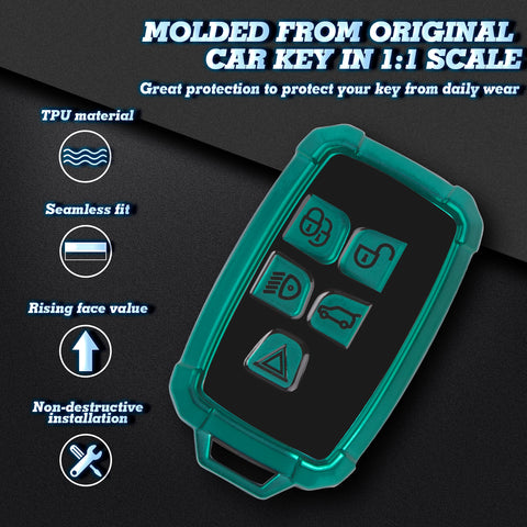 Iron Armor Style Green Full Cover Remote Key Fob Cover For Range Rover 2013-2017